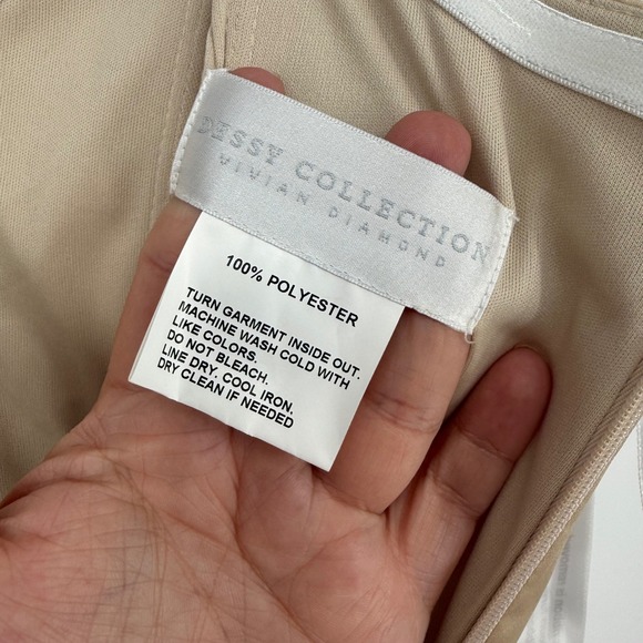 Dessy Collection Off-The-Shoulder Flounce Sleeve Empire Waist Gown With Slit - Picture 7 of 11